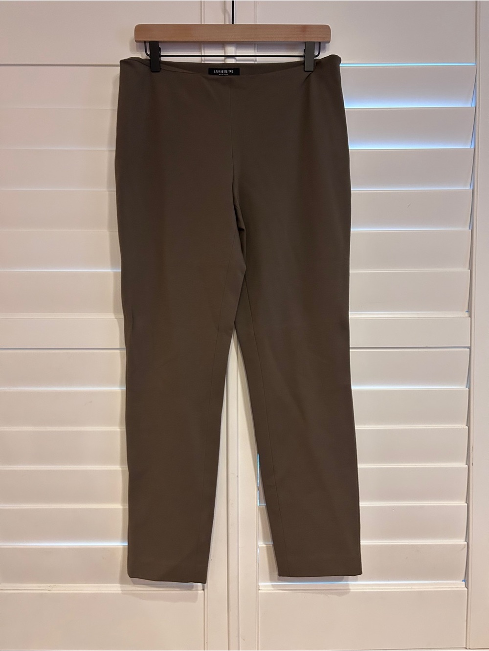 Lafayette 148 Stretch Straight Legging with Side Zip Tan Brown Size Medium